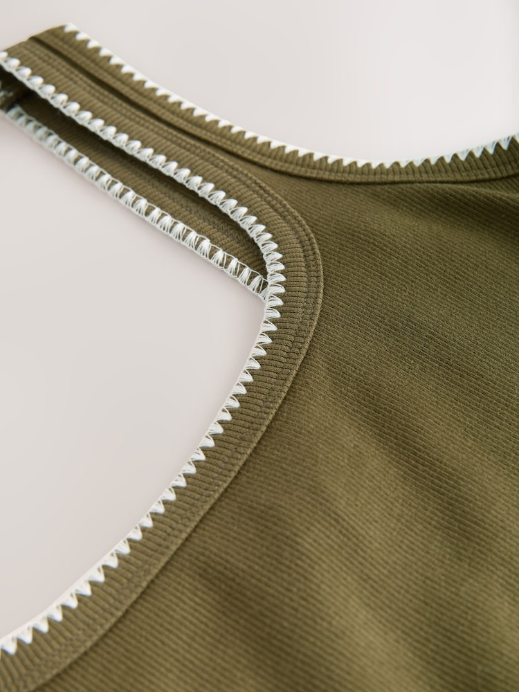 Khaki Green Jersey Midi Summer Dress - Image 2 of 3