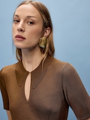 Vivere Amelia Mânecă scurtă Keyhole Knitted Top - Image 4 of 5