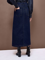 Vivere Blue Denim Midi Skirt - Image 4 of 5