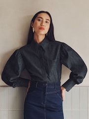 Vivere Blue Mathilde Voluminous Denim Shirt - Image 1 of 5