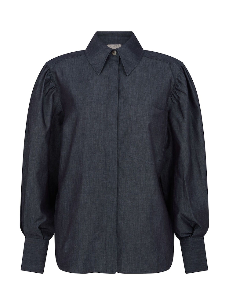 Vivere Blue Mathilde Voluminous Denim Shirt - Image 5 of 5