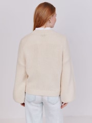 Vivere Cream Sophie Balloon Cropped Jumper - Image 2 of 4