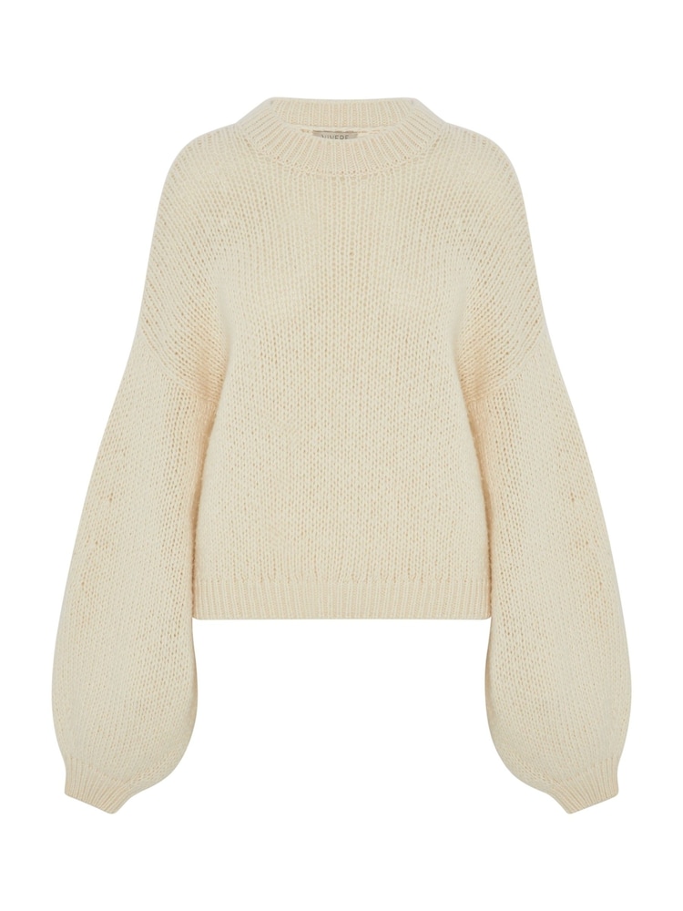 Vivere Cream Sophie Balloon Cropped Jumper - Image 4 of 4