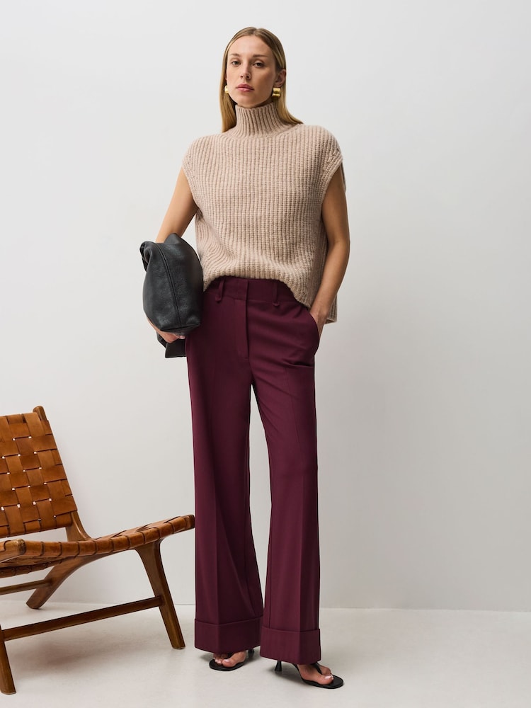Vivere Purple Rose High Waist Wide Leg Tailored Trousers - Image 1 of 5