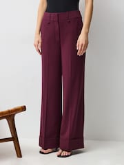 Vivere Purple Rose High Waist Wide Leg Tailored Trousers - Image 2 of 5