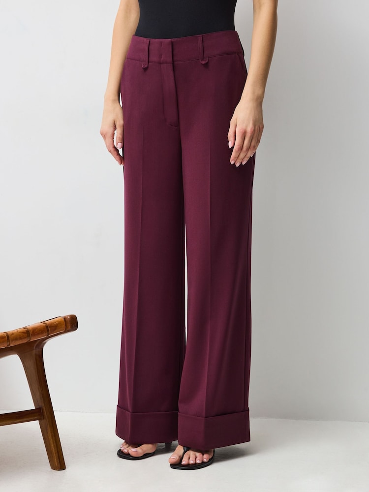 Vivere Purple Rose High Waist Wide Leg Tailored Trousers - Image 2 of 5