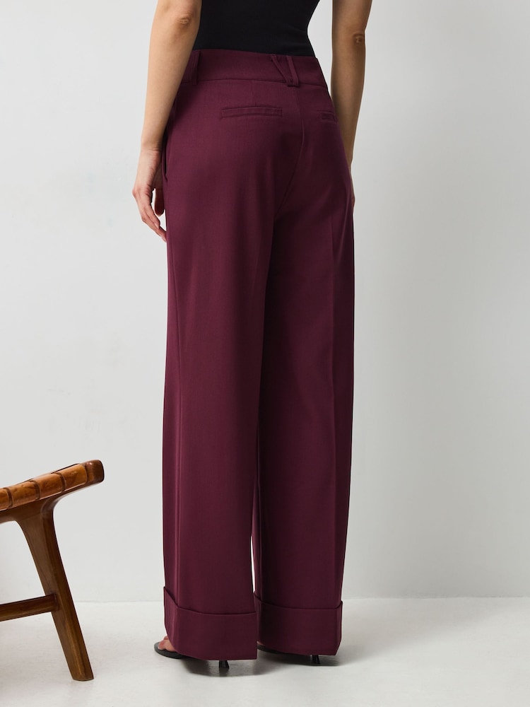 Vivere Purple Rose High Waist Wide Leg Tailored Trousers - Image 2 of 5 Vivere Purple Rose High Waist Wide Leg Tailored Trousers - Image 2 of 5