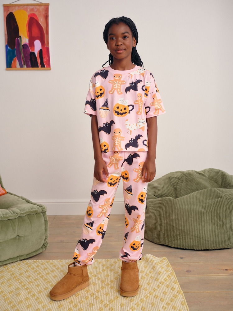 Pink Halloween Print Pyjamas 1 Pack (3-16yrs) - Image 1 of 8