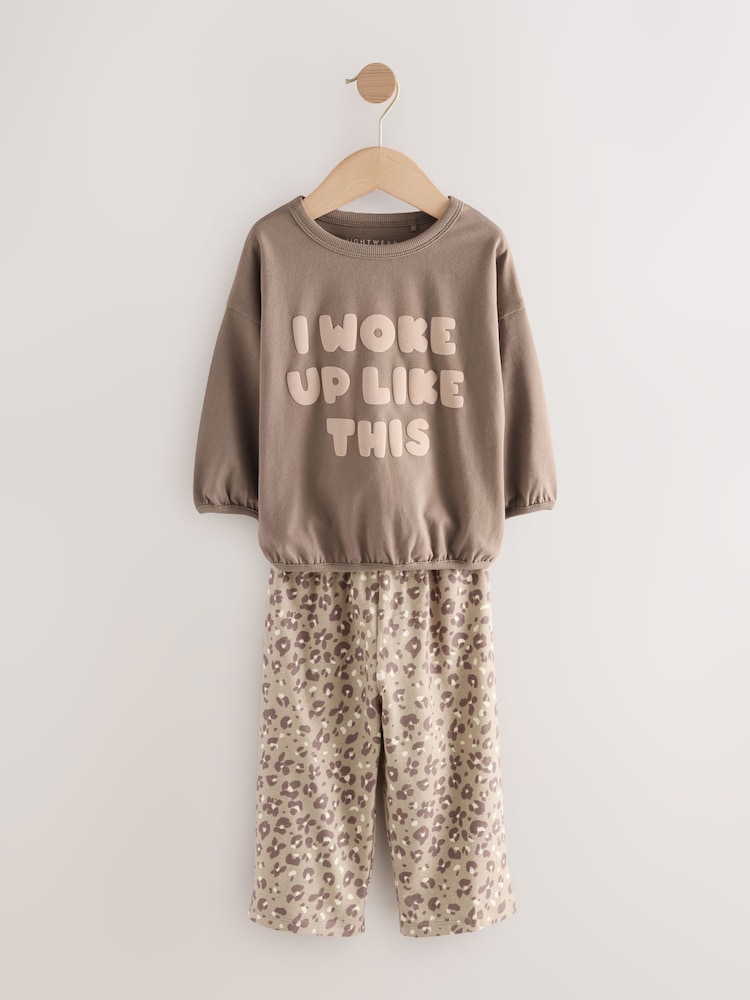 Ecru/Pink Slogan Print Wide Leg Pyjamas 3 Pack (9mths-10yrs) - Image 2 of 7