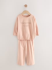 Ecru/Pink Slogan Print Wide Leg Pyjamas 3 Pack (9mths-10yrs) - Image 4 of 7