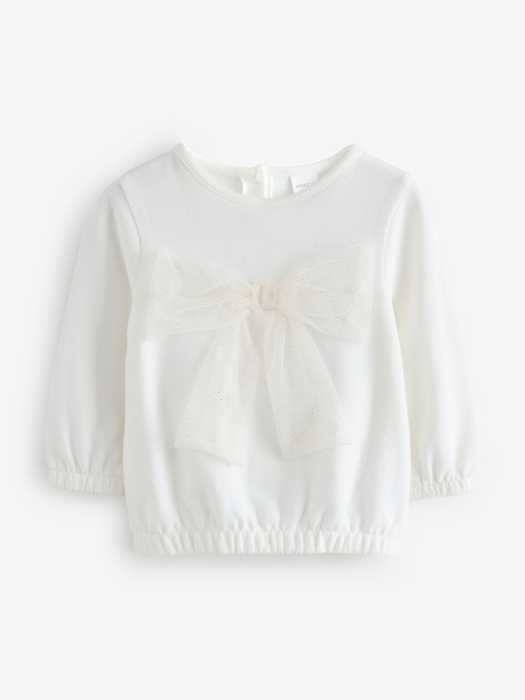 White Round Nack Bow Jumper - Image 1 of 1