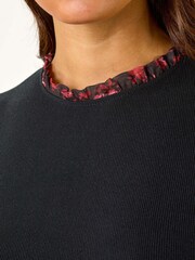 Roman Red 2-In-1 Floral Print Mesh Sleeve Top - Image 5 of 5