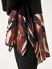 Roman Black 2-in-1 Abstract Print Chiffon Hem Top - Image 5 of 5