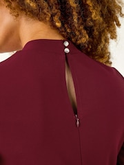 Roman Red High Neck Fit and Flare Stretch Dress - Image 2 of 5