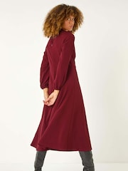 Roman Red High Neck Fit and Flare Stretch Dress - Image 5 of 5