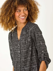 Roman Metallic V-Neck Print Blouse - Image 1 of 6