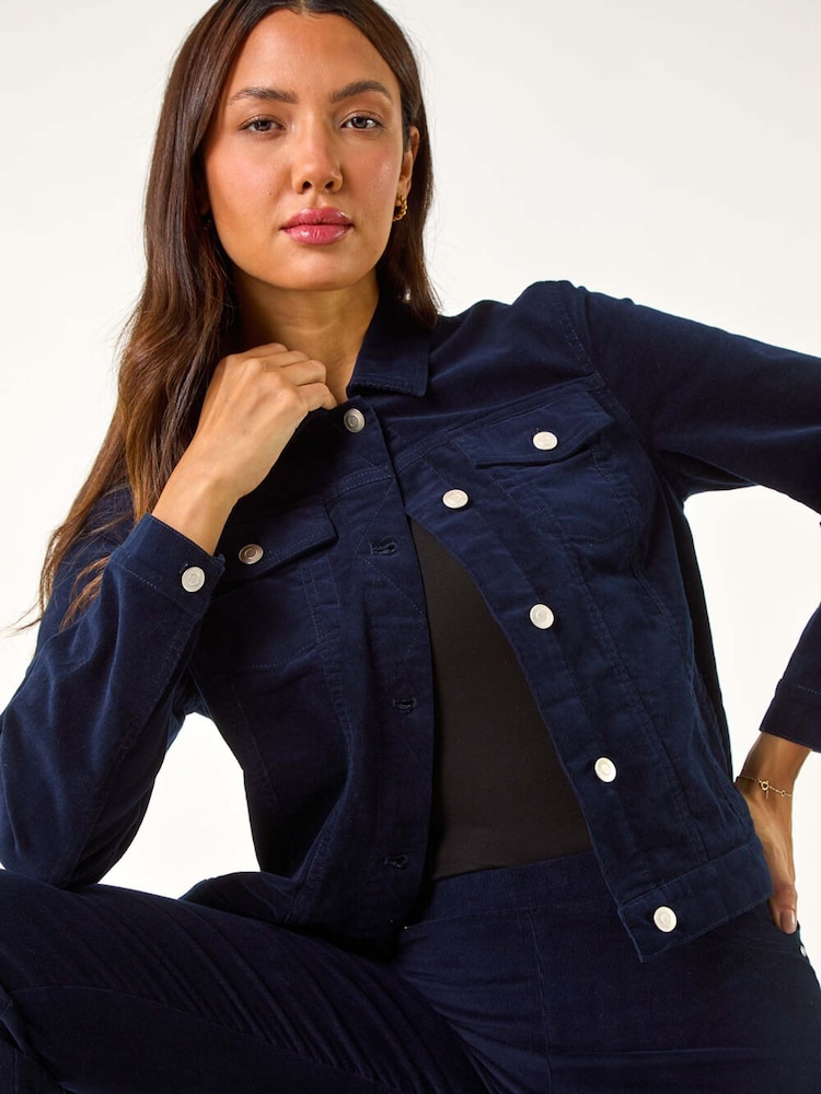 Blau - Roman Cord-Jacke mit Stretch und Taschendetail - Bild 1 von 5 Blau - Roman Cord-Jacke mit Stretch und Taschendetail - Bild 1 von 5