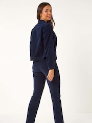 Roman Blue Corduroy Pocket Detail Stretch Jacket - Image 3 of 5