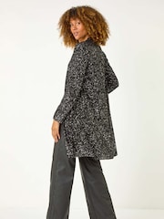 Roman Black Longline Sequin Stretch Jacket - Image 4 of 5