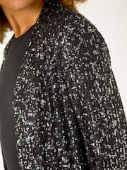 Roman Black Longline Sequin Stretch Jacket - Image 5 of 5