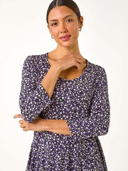 Roman Purple Spot Print Asymmetric Stretch Tunic - Image 4 of 5