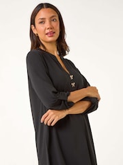 Roman Black Bow Button Stretch Blouses - Image 3 of 5