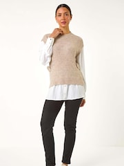 Blusa Romana Contraste 2 Em 1 Malha - Imagem 1 de 5