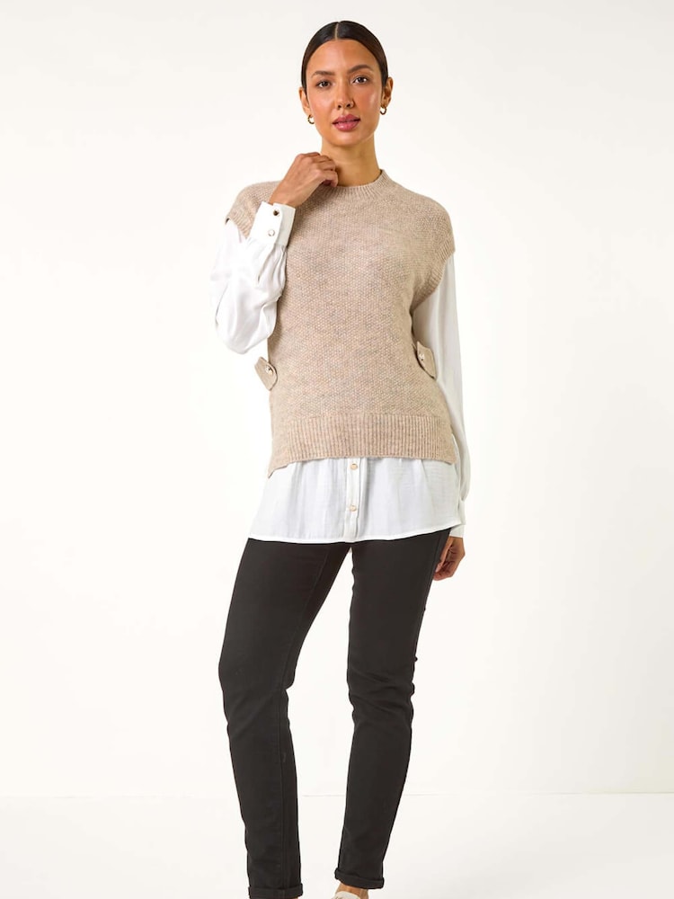 Blusa Romana Contraste 2 Em 1 Malha - Imagem 1 de 5