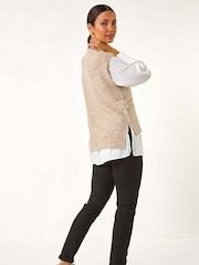 Blusa Romana Contraste 2 Em 1 Malha - Imagem 3 de 5