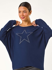 Azul - Top elástico de punto con motivo de estrella de Roman - Imagen 3 de 5