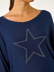 Azul - Top elástico de punto con motivo de estrella de Roman - Imagen 5 de 5