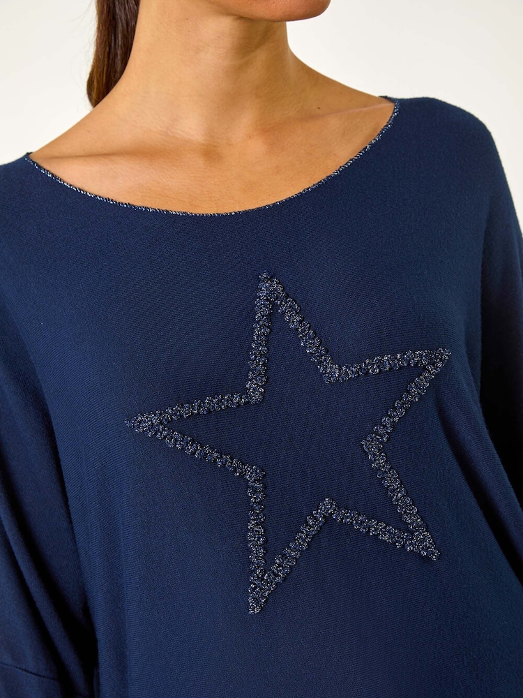 Azul - Top elástico de punto con motivo de estrella de Roman - Imagen 5 de 5