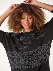 Roman Metallic Animal Print Hotfix Stretch Top - Image 5 of 6
