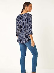 Roman Pink Spot Print Stretch Top - Image 4 of 6