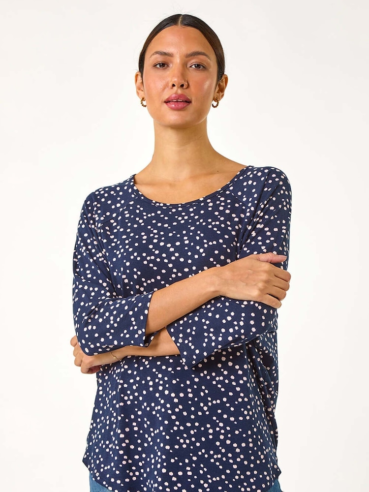 Roman Pink Spot Print Stretch Top - Image 5 of 6