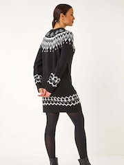 Roman Black Geometric Print Knitted Shift Dress - Image 3 of 5