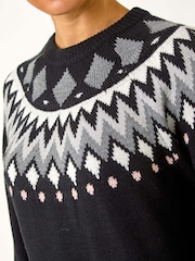 Roman Black Geometric Print Knitted Shift Dress - Image 5 of 5