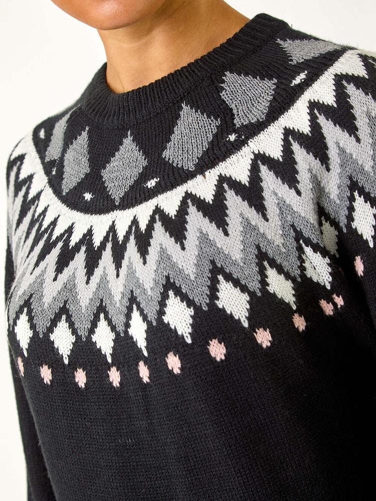 Roman Black Geometric Print Knitted Shift Dress - Image 5 of 5