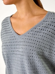 Roman Grey Relaxed Hotfix V-Neck Knitted Jumper - Image 5 of 5