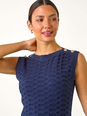 Roman Blue Open Knit Dresses - Image 4 of 5