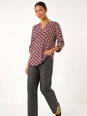 Roman Red Geometric Print Shirt - Image 2 of 5