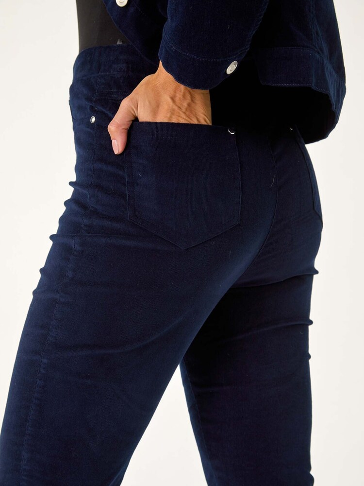 Roman Blue Corduroy Straight Stretch Jeans Trousers - Image 5 of 5 Roman Blue Corduroy Straight Stretch Jeans Trousers - Image 5 of 5