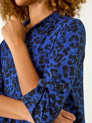 Roman Blue Swing Shape Animal Print Blouse - Image 3 of 6
