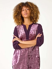 Roman Purple Velvet Front V-Neck Shirt - Image 2 of 5