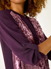 Roman Purple Velvet Front V-Neck Shirt - Image 5 of 5