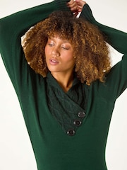 Roman Green Overlap V-Neck Knit Dress - Image 3 of 5