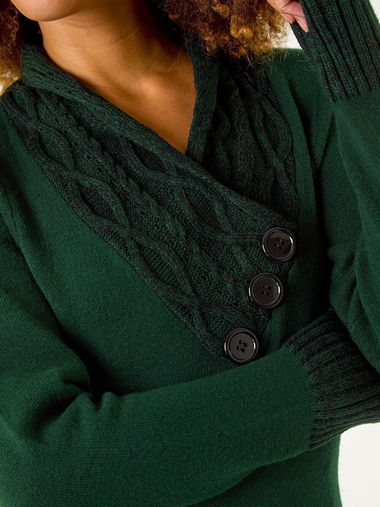 Roman Green Overlap V-Neck Knit Dress - Image 5 of 5