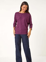 Roman Red Textured Banded Hem T-Shirt - Image 1 of 5