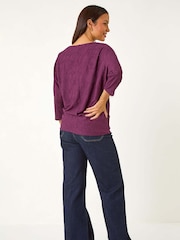 Roman Red Textured Banded Hem T-Shirt - Image 3 of 5