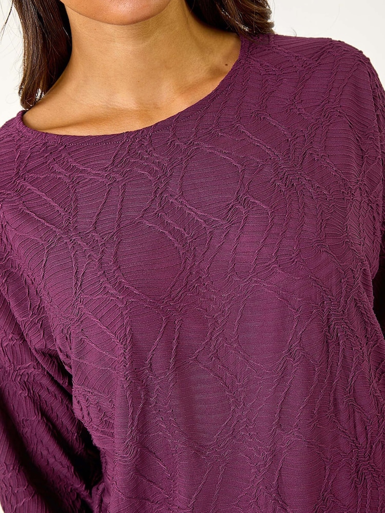 Roman Red Textured Banded Hem T-Shirt - Image 5 of 5